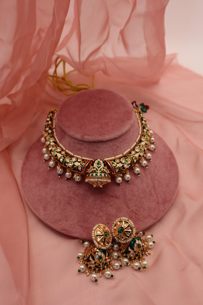 meena jhumka necklace set