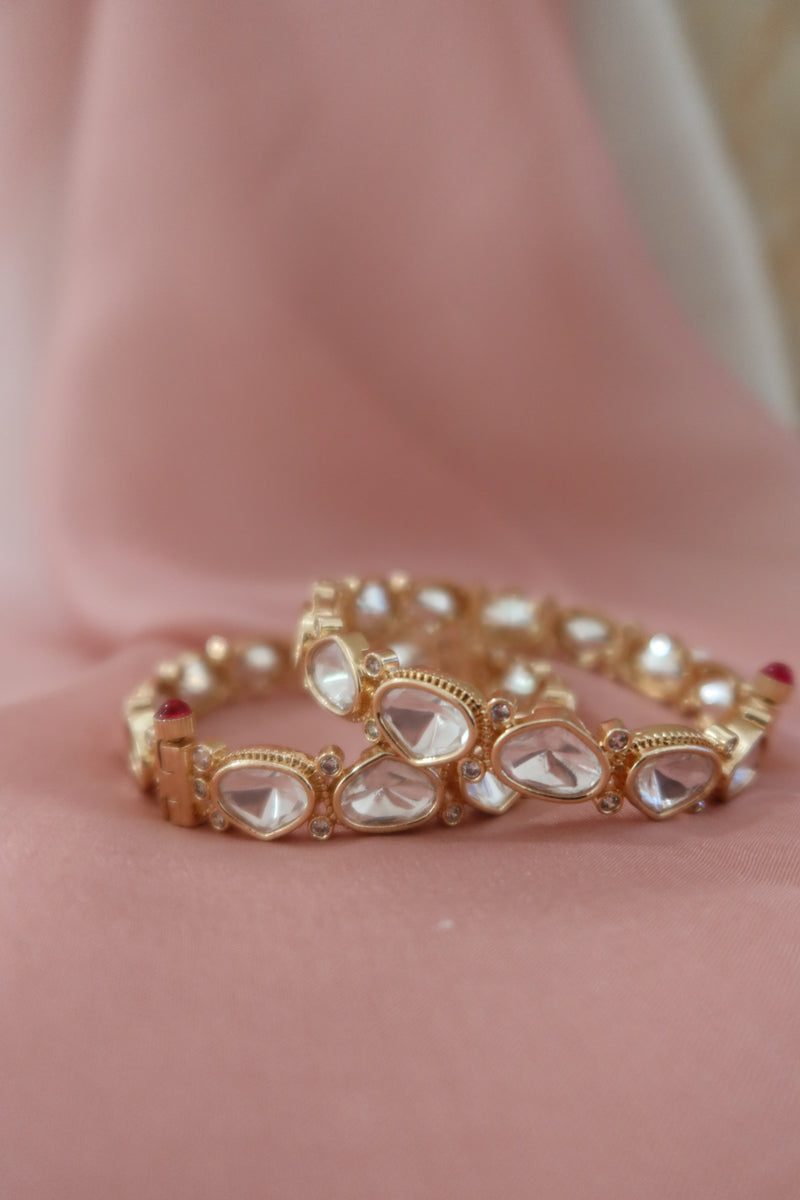 classic noor kundan bangle set (openable)
