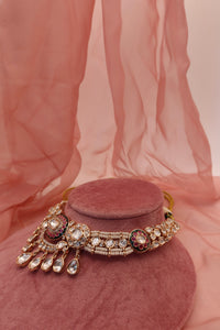 zeenat moissanite kundan necklace set
