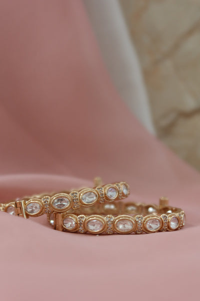 ivory noor kundan bangle set (openable)