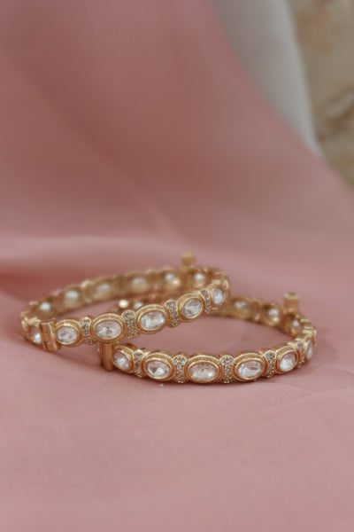 ivory noor kundan bangle set (openable)