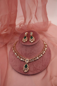 emerald drop necklace set