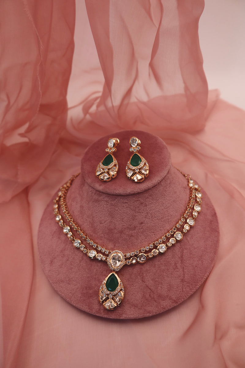 emerald drop necklace set