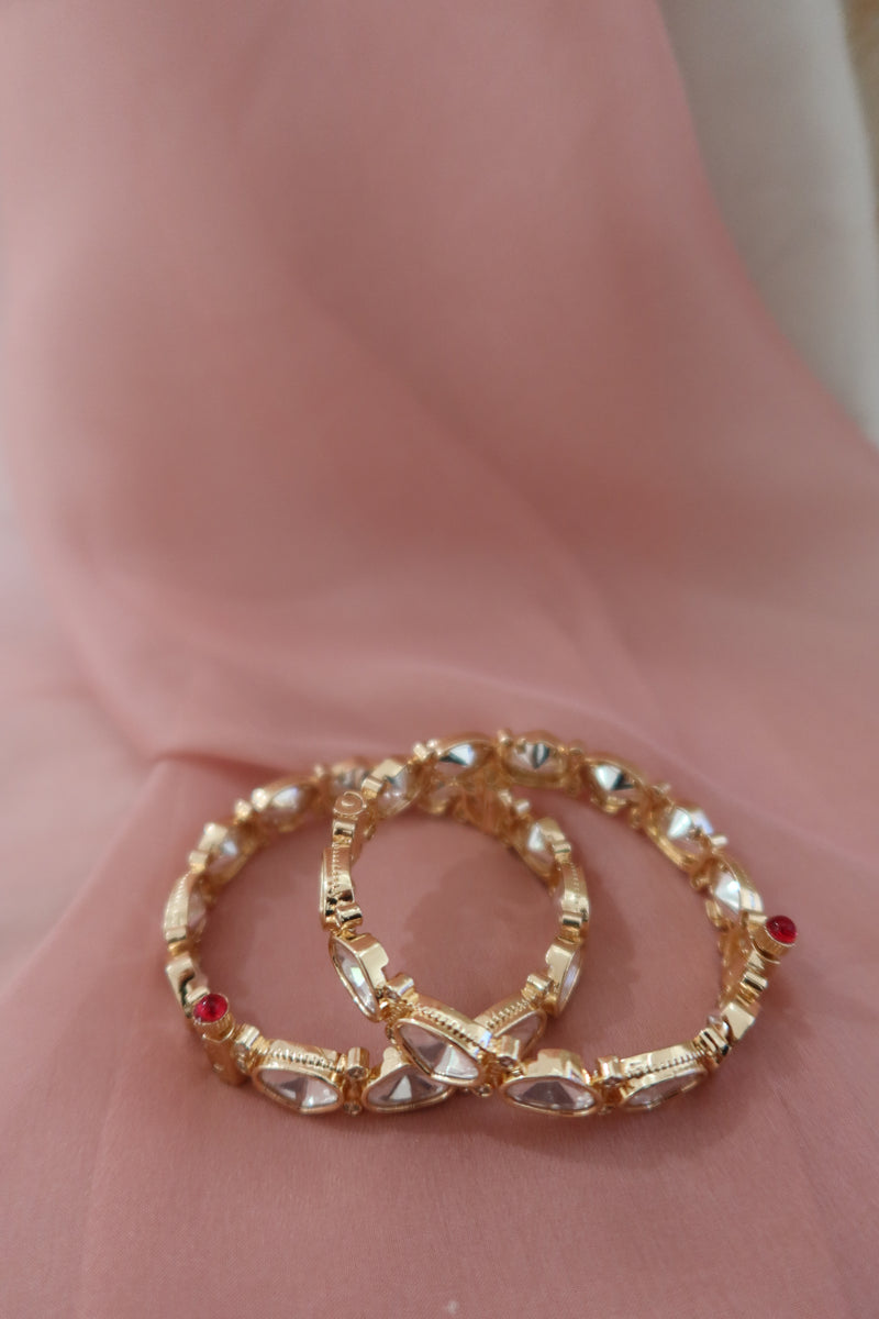 classic noor kundan bangle set (openable)