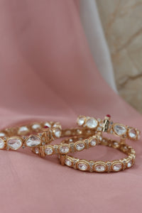 ivory noor kundan bangle set (openable)