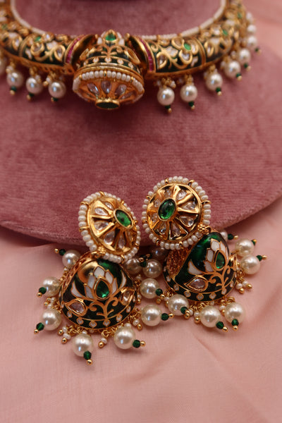 meena jhumka necklace set