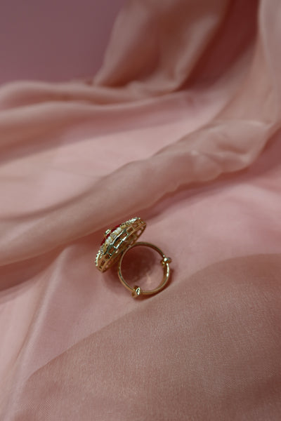 ruby noor kundan ring (adjustable)