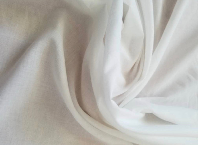 off-white mercerized cotton voile fabric, 45" width