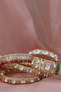 ruby noor kundan bangle set (openable)