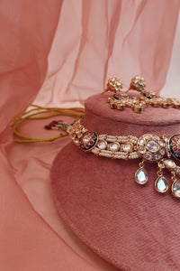 zeenat moissanite kundan necklace set