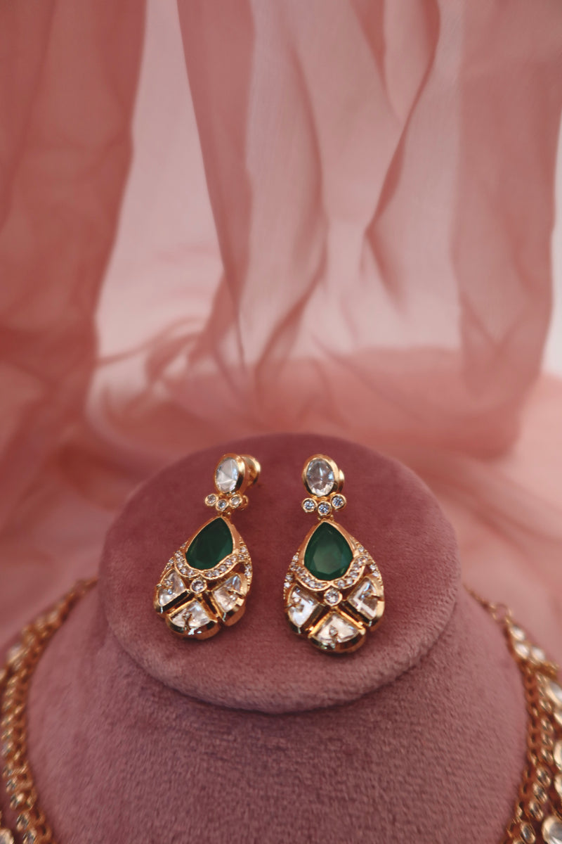 emerald drop necklace set