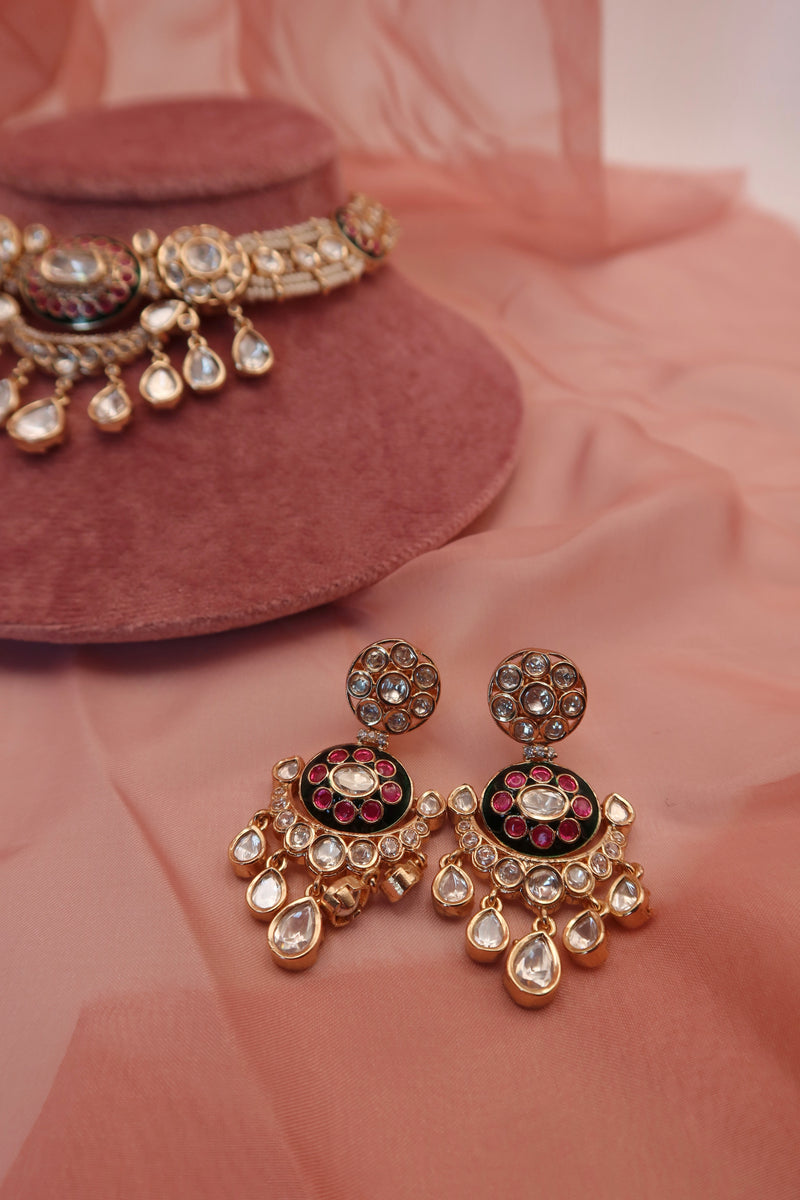 zeenat moissanite kundan necklace set