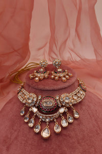 zeenat moissanite kundan necklace set