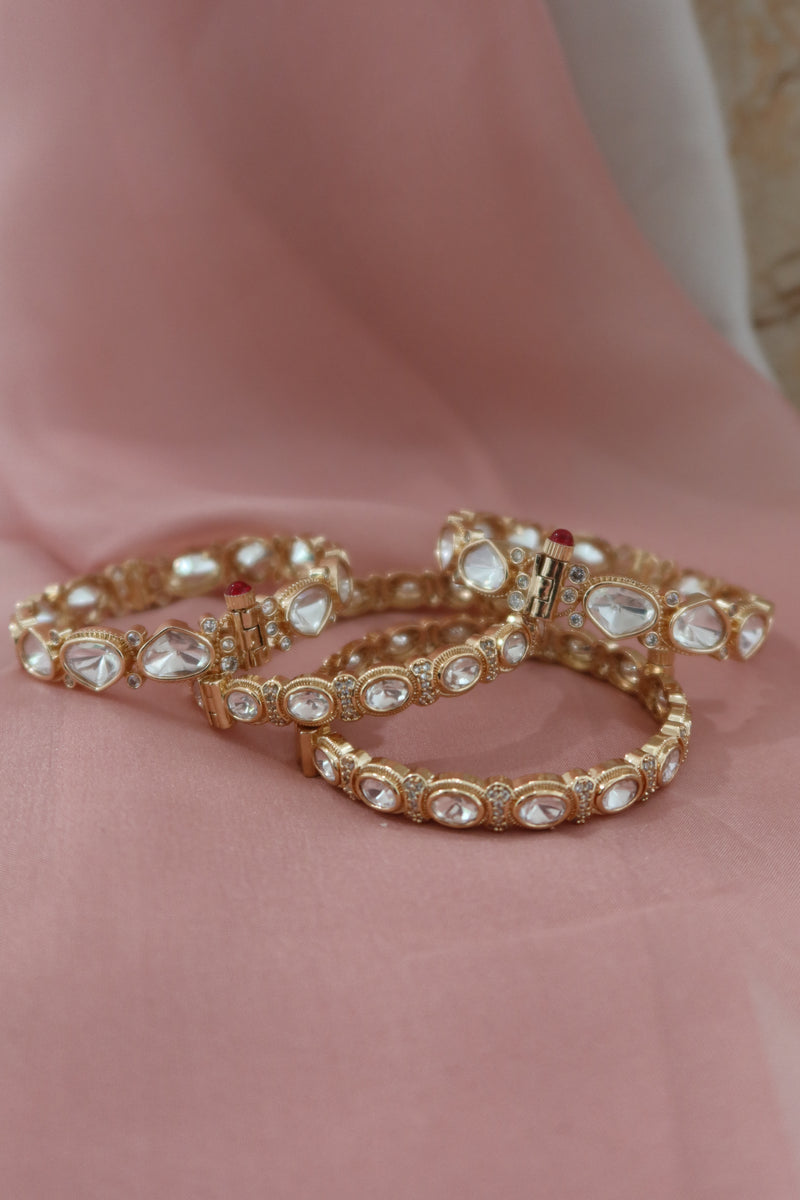 classic noor kundan bangle set (openable)