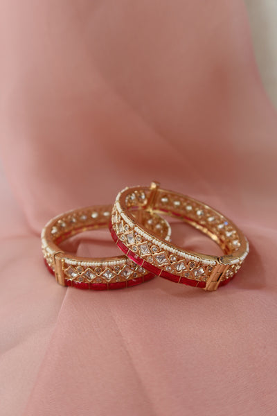 ruby noor kundan bangle set (openable)