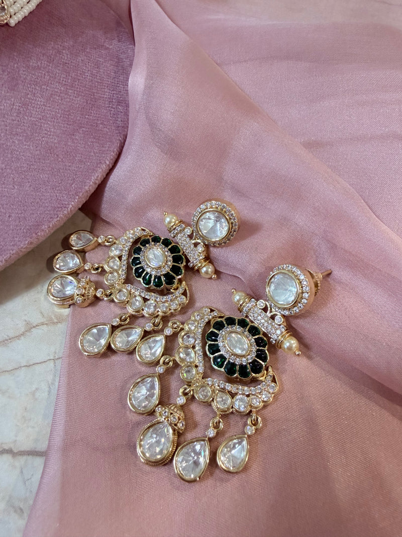zeenat moissanite kundan choker necklace set