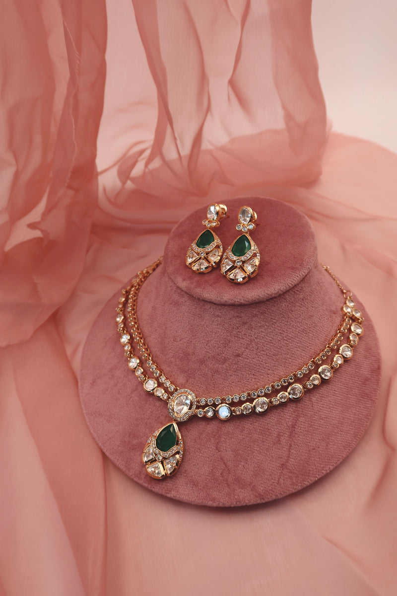 emerald drop necklace set