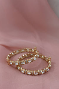 ivory noor kundan bangle set (openable)