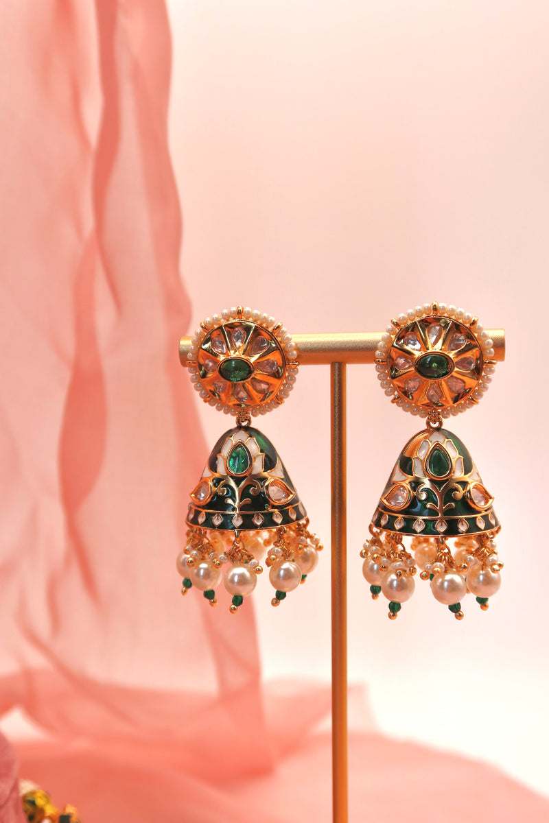 meena jhumka necklace set