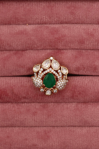 emerald moissanite ring (adjustable)