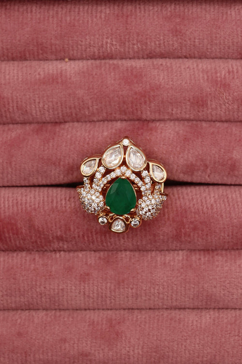 emerald moissanite ring (adjustable)