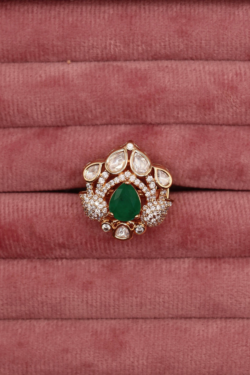emerald moissanite ring (adjustable)