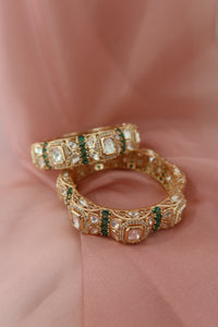 emerald noor kundan bangle set (openable)