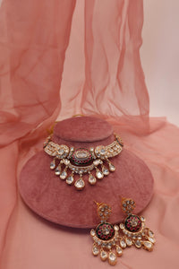zeenat moissanite kundan necklace set