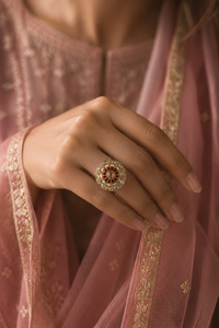 ruby noor kundan ring (adjustable)