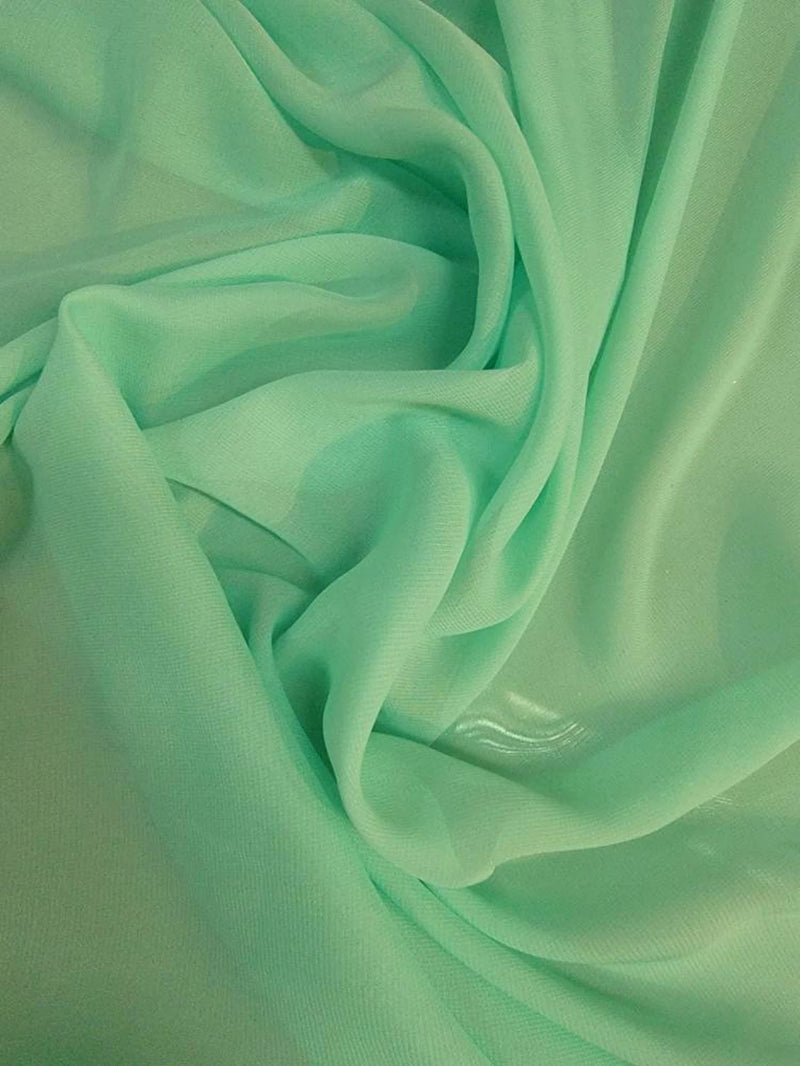 teal green polyester chiffon, 54" wide