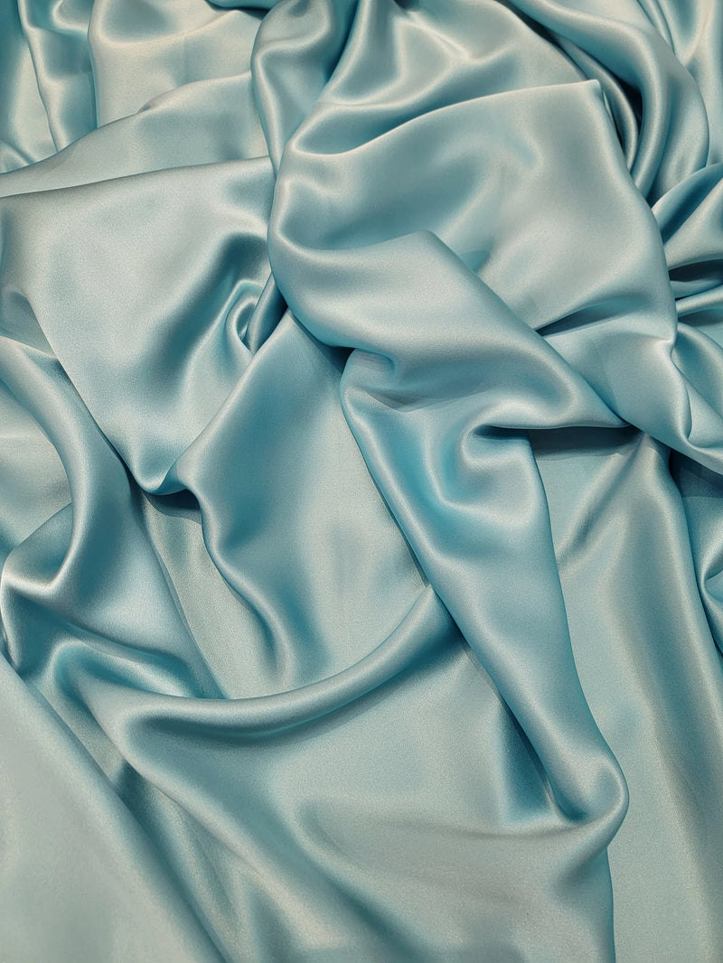 ice blue 100% silk charmeuse fabric, 54" width