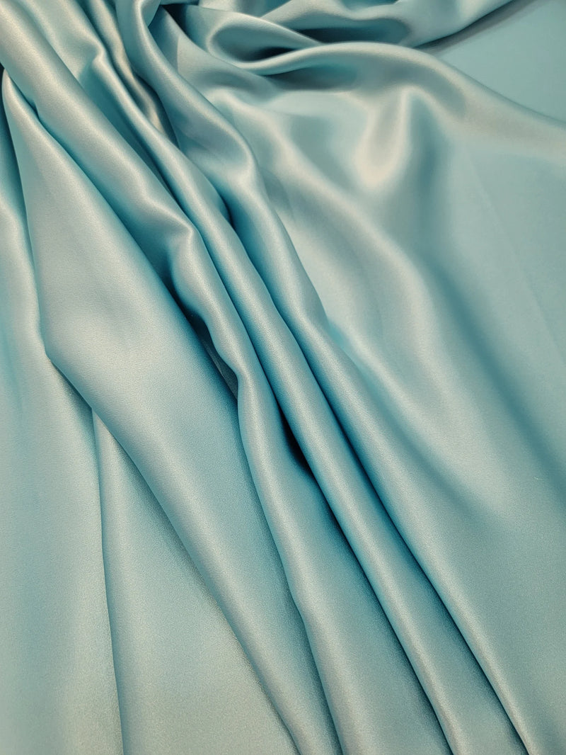 ice blue 100% silk charmeuse fabric, 54" width