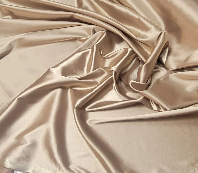 latte taupe stretch charmeuse satin, 60" wide
