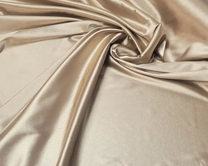 latte taupe stretch charmeuse satin, 60" wide