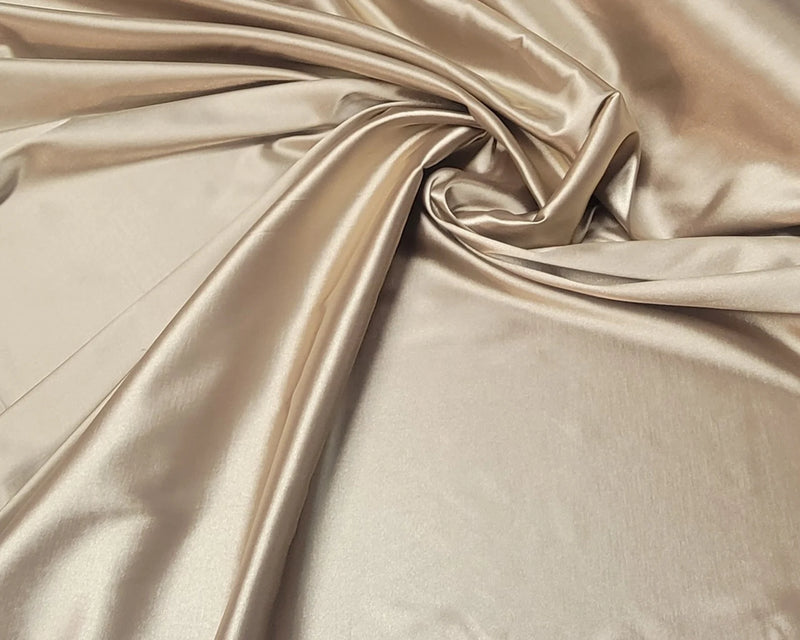 latte taupe stretch charmeuse satin, 60" wide